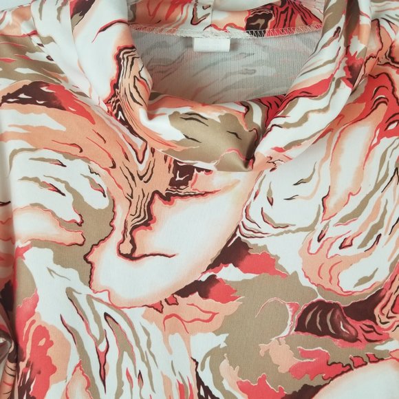 Vintage Stone Marbled Geode Print Cowl Neck Long Sleeve Blouse Sz M - Picture 3 of 5